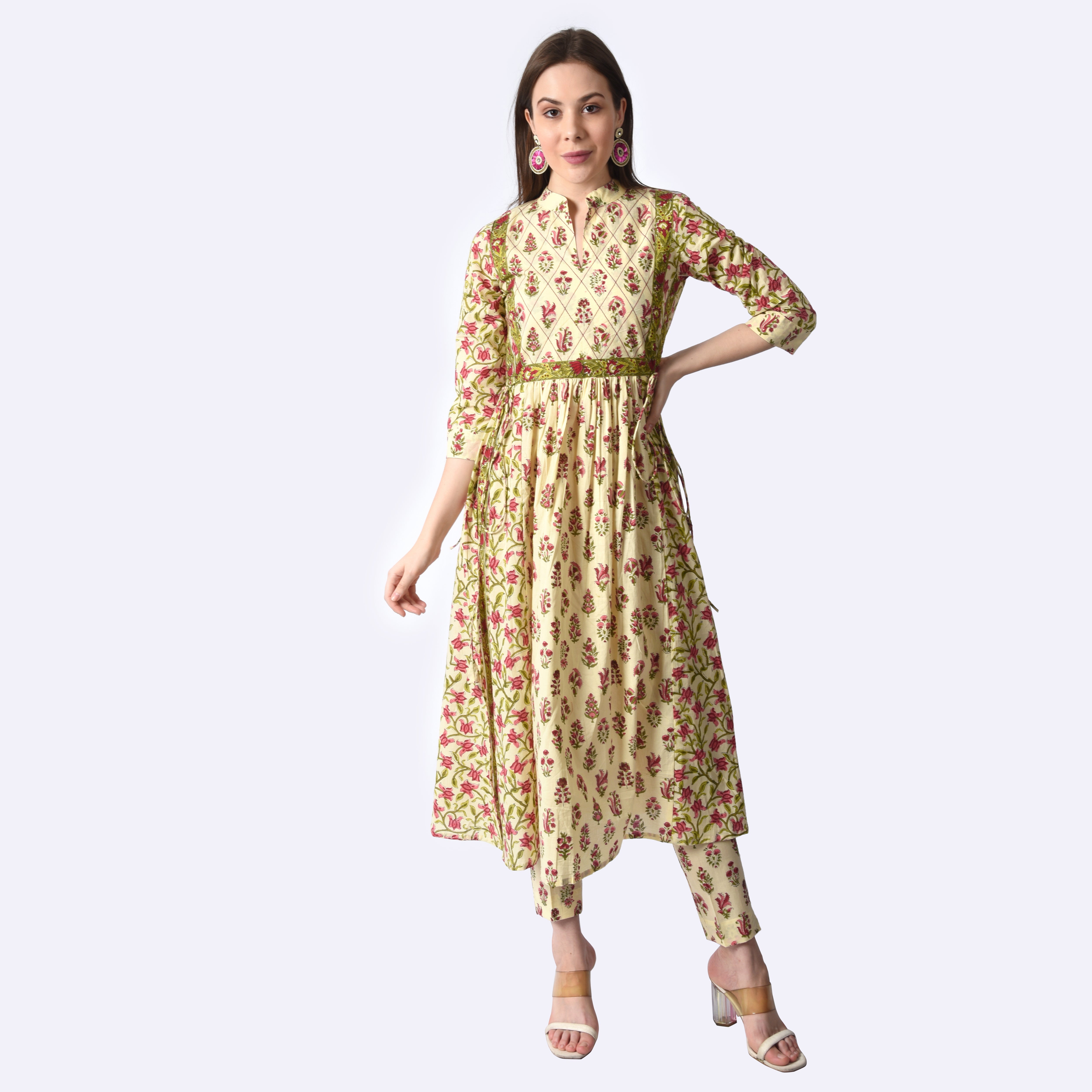 2 Piece Naira cut suit set without Doria Dupatta - printsutra