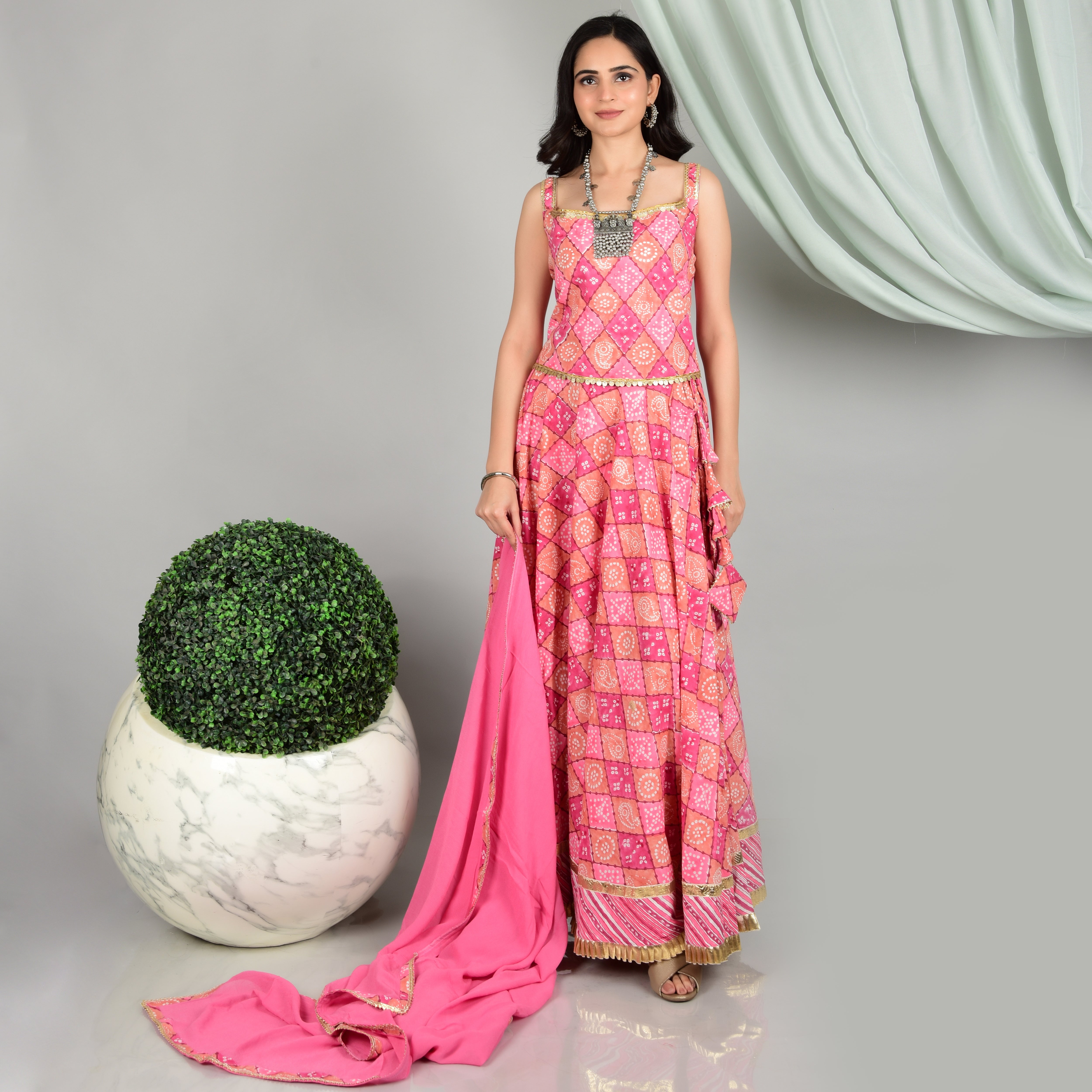 MINC - Buy Embroidered Pink Khadi Cotton Lehenga Online